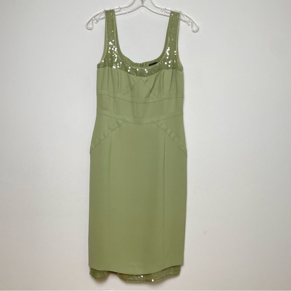 RENA LANGE Y2K Sleeveless Midi Silk Dress Floral Sequins Fairy Ethereal Formal - Picture 3 of 17
